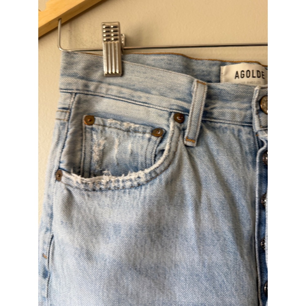 AGOLDE Riley 90's High Rise Jeans 26 Light Wash Distressed Straight Leg - Picture 4 of 9